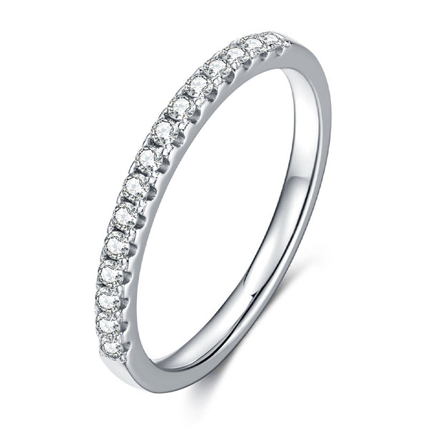 Moissanite Ring S925 Silver Plated Band Jewelry