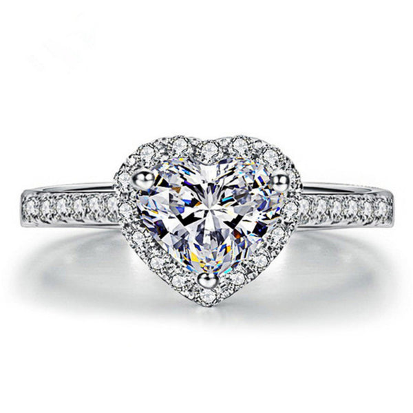 Stylish Heart-Shaped Moissanite Ring with Zirconia