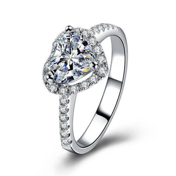 Stylish Heart-Shaped Moissanite Ring with Zirconia