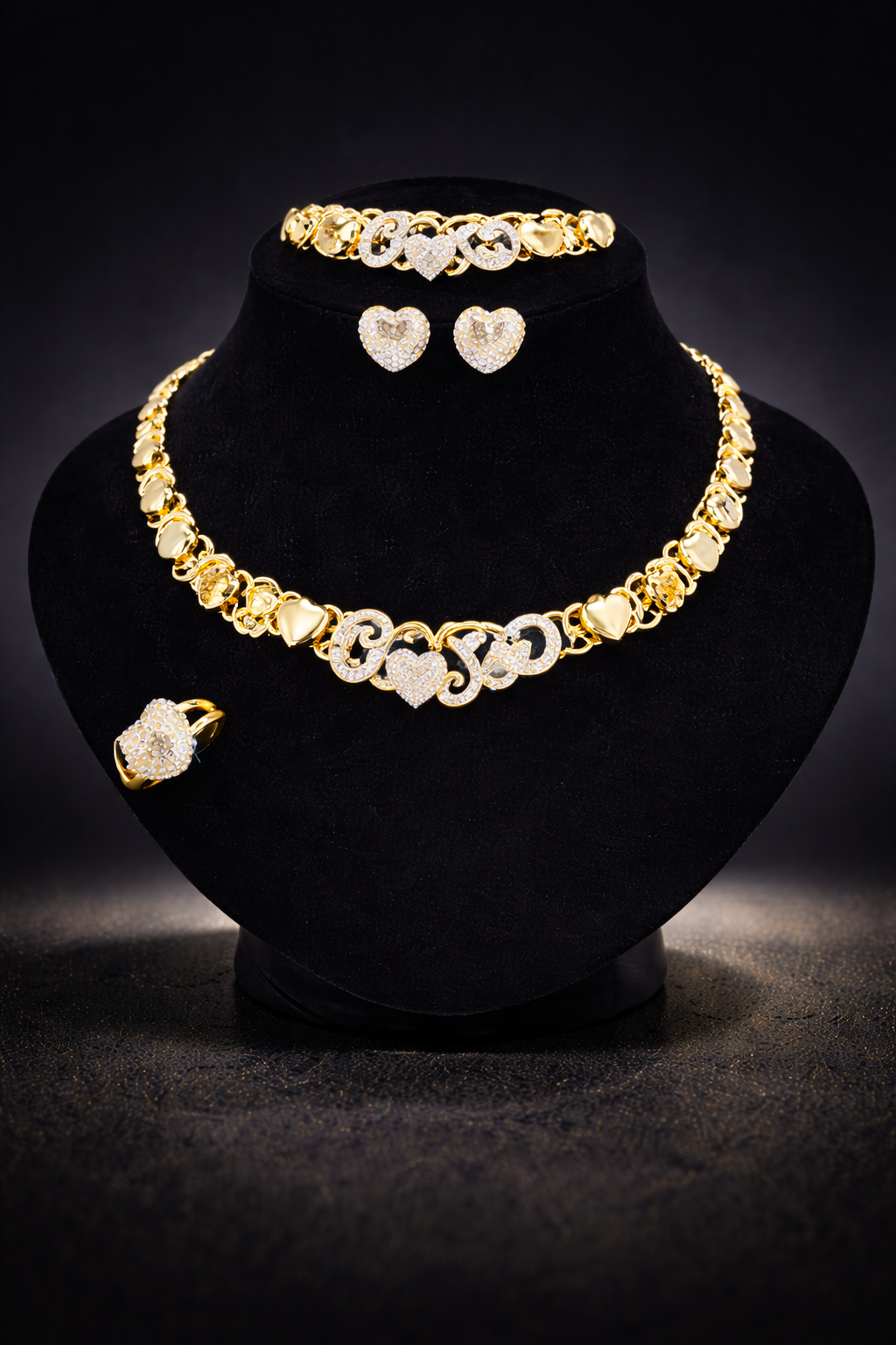 Elite Love Your Heart Diamond Jewelry Set – 18K Gold Plated Luxury Collection